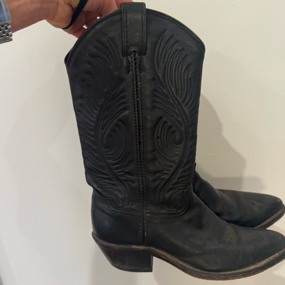 Genuine, black cowgirl boots